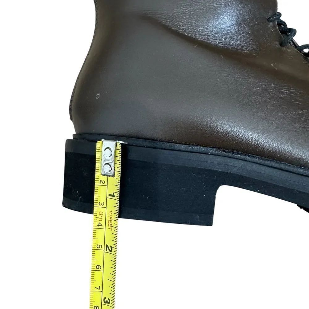 KHAITE LEATHER Lace up riding boots in brown - Picture 7 of 14